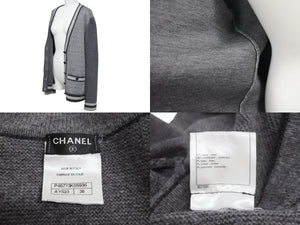 極美品 CHANEL シャネル カーディガン P46773K05936 サイズ38 ココマークボタン ウール カシミヤ グレー 中古 4c066320