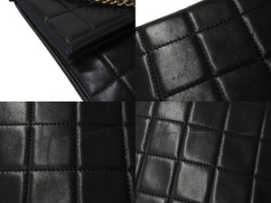 CHANEL シャネル チョコバー チェーンショルダーバッグ 7番台 ラムスキン ココマーク ブラック ゴールド金具 美品 中古 4c066543