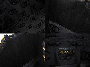 CHANEL シャネル チョコバー チェーンショルダーバッグ 7番台 ラムスキン ココマーク ブラック ゴールド金具 美品 中古 4c066543