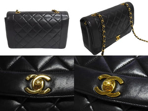 CHANEL シャネル マトラッセ25 ダイアナ ショルダーバッグ A01165 レザー ラムスキン 3番台 ゴールド金具 ブラック 美品 中古 4c066613cc
