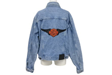 Load image into Gallery viewer, HARLEY DAVIDSON ハーレーダビッドソン 90s ロゴパッチ デニム ジャケット ブルー アウター サイズXL 美品 中古 4c069714