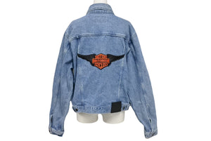 HARLEY DAVIDSON ハーレーダビッドソン 90s ロゴパッチ デニム ジャケット ブルー アウター サイズXL 美品 中古 4c069714