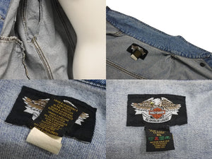HARLEY DAVIDSON ハーレーダビッドソン 90s ロゴパッチ デニム ジャケット ブルー アウター サイズXL 美品 中古 4c069714