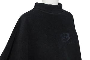 極美品 BALENCIAGA バレンシアガ 23AW エンブロイダリー モックネック フリース ブラック ポリエステル オーバーサイズ 697975 サイズXS 中古 4c066828