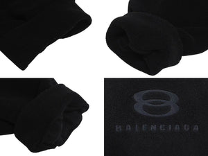 極美品 BALENCIAGA バレンシアガ 23AW エンブロイダリー モックネック フリース ブラック ポリエステル オーバーサイズ 697975 サイズXS 中古 4c066828