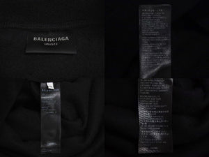 極美品 BALENCIAGA バレンシアガ 23AW エンブロイダリー モックネック フリース ブラック ポリエステル オーバーサイズ 697975 サイズXS 中古 4c066828
