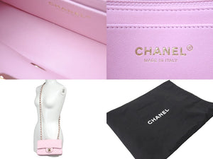 極美品 CHANEL シャネル ミニマトラッセ 20 シングルチェーンショルダーバッグ ラムスキン ピンク ゴールド金具 中古 4c066988