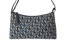 Load image into Gallery viewer, ChristianDior クリスチャンディオール ワンショルダーバッグ トロッター柄 キャンバス レザー ブルー グレー シルバー 美品 中古 4c066990