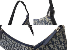 Load image into Gallery viewer, ChristianDior クリスチャンディオール ワンショルダーバッグ トロッター柄 キャンバス レザー ブルー グレー シルバー 美品 中古 4c066990