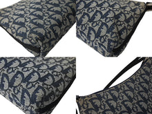 Load image into Gallery viewer, ChristianDior クリスチャンディオール ワンショルダーバッグ トロッター柄 キャンバス レザー ブルー グレー シルバー 美品 中古 4c066990