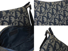 Load image into Gallery viewer, ChristianDior クリスチャンディオール ワンショルダーバッグ トロッター柄 キャンバス レザー ブルー グレー シルバー 美品 中古 4c066990
