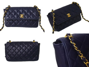CHANEL シャネル マトラッセ19 ミニショルダーバッグ ココマーク 1番台 ラムスキン ネイビー ゴールド金具 美品 中古 4c066994