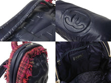 Load image into Gallery viewer, 極美品 CHANEL シャネル ドゥドーヌ リュック バックパック A91933 ココマーク ネイビー ピンク ナイロン ツイード 中古 4c066996
