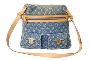 LOUIS VUITTON ルイ ヴィトン バギーGM ショルダーバッグ M95048 モノグラムデニム ブルー ベージュ 美品 中古 4c066997