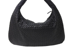 BOTTEGA VENETA ボッテガヴェネタ ホーボー ワンショルダーバッグ イントレチャート 115654 V0016 8175 レザー ブラック 良品 中古 4c067002