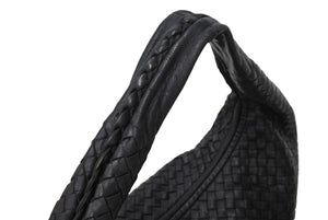 BOTTEGA VENETA ボッテガヴェネタ ホーボー ワンショルダーバッグ イントレチャート 115654 V0016 8175 レザー ブラック 良品 中古 4c067002
