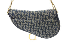 Load image into Gallery viewer, ChristianDior クリスチャンディオール ワンショルダーバッグ サドルバッグ トロッター柄 キャンバス ネイビー 良品 中古 4c067005