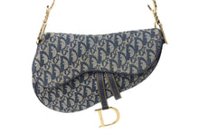 Load image into Gallery viewer, ChristianDior クリスチャンディオール ワンショルダーバッグ サドルバッグ トロッター柄 キャンバス ネイビー 良品 中古 4c067005