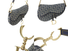 Load image into Gallery viewer, ChristianDior クリスチャンディオール ワンショルダーバッグ サドルバッグ トロッター柄 キャンバス ネイビー 良品 中古 4c067005