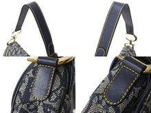Load image into Gallery viewer, ChristianDior クリスチャンディオール ワンショルダーバッグ サドルバッグ トロッター柄 キャンバス ネイビー 良品 中古 4c067005