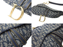 Load image into Gallery viewer, ChristianDior クリスチャンディオール ワンショルダーバッグ サドルバッグ トロッター柄 キャンバス ネイビー 良品 中古 4c067005