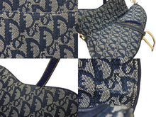 Load image into Gallery viewer, ChristianDior クリスチャンディオール ワンショルダーバッグ サドルバッグ トロッター柄 キャンバス ネイビー 良品 中古 4c067005