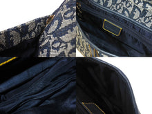 Load image into Gallery viewer, ChristianDior クリスチャンディオール ワンショルダーバッグ サドルバッグ トロッター柄 キャンバス ネイビー 良品 中古 4c067005