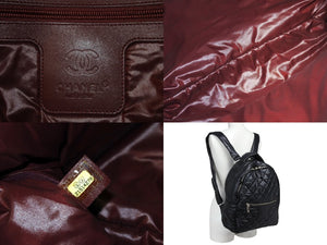 極美品 CHANEL シャネル コココクーン リュック デイパック 21番台 イタリア製 ナイロン ブラック シルバー金具 中古 4c067006