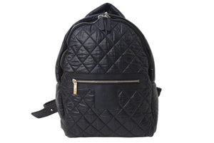 極美品 CHANEL シャネル コココクーン リュック デイパック 21番台 イタリア製 ナイロン ブラック シルバー金具 中古 4c067006