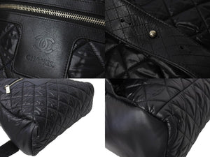 極美品 CHANEL シャネル コココクーン リュック デイパック 21番台 イタリア製 ナイロン ブラック シルバー金具 中古 4c067006