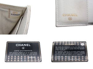 CHANEL シャネル ボーイシャネル 三つ折り財布 ココマーク 31番台 キャビアスキン ホワイト ゴールド金具 良品 中古 4c067016