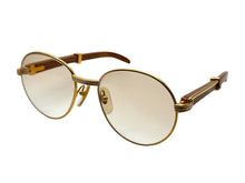 Load image into Gallery viewer, Cartier カルティエ サングラス ウッドテンプル ゴールドフレーム フランス製 ブラウン ゴールド金具 サイズ52□18 美品 中古 4c067017