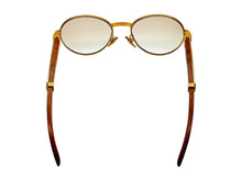 Load image into Gallery viewer, Cartier カルティエ サングラス ウッドテンプル ゴールドフレーム フランス製 ブラウン ゴールド金具 サイズ52□18 美品 中古 4c067017