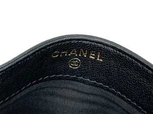 CHANEL シャネル カードケース 28番台 ココマーク キルティング ラムスキン ブラック ゴールド イタリア製 美品 中古 4c067024