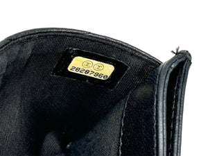 CHANEL シャネル カードケース 28番台 ココマーク キルティング ラムスキン ブラック ゴールド イタリア製 美品 中古 4c067024