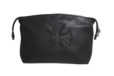 CHROME HEARTS クロムハーツ ポーチ CHプラス レザーパッチ ダガージップ ブラック レザー シルバー925 シルバー金具 美品 中古 4c067054ch