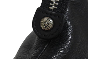 CHROME HEARTS クロムハーツ ポーチ CHプラス レザーパッチ ダガージップ ブラック レザー シルバー925 シルバー金具 美品 中古 4c067054ch