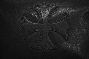 CHROME HEARTS クロムハーツ ポーチ CHプラス レザーパッチ ダガージップ ブラック レザー シルバー925 シルバー金具 美品 中古 4c067054ch