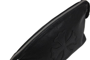 CHROME HEARTS クロムハーツ ポーチ CHプラス レザーパッチ ダガージップ ブラック レザー シルバー925 シルバー金具 美品 中古 4c067054ch