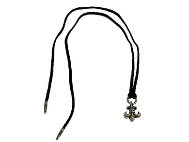 CHROME HEARTS クロムハーツ BSフレアペンダント wレザーブレイド ネックレス BS FLEUR LB シルバー925 重量37.318g 全長94cm 美品 中古 4c067061ch