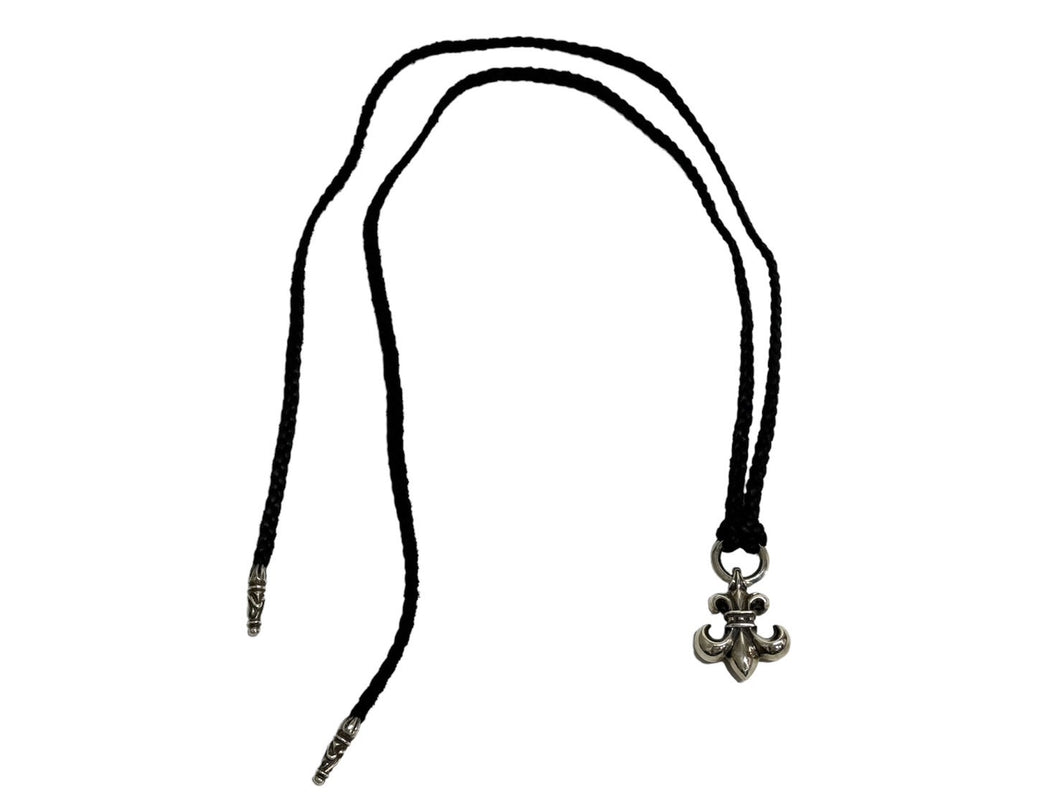 CHROME HEARTS クロムハーツ BSフレアペンダント wレザーブレイド ネックレス BS FLEUR LB シルバー925 重量37.318g 全長94cm 美品 中古 4c067061ch
