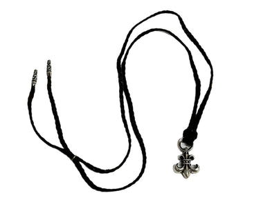 CHROME HEARTS クロムハーツ BSフレアペンダント wレザーブレイド ネックレス BS FLEUR LB シルバー925 重量36.239g 美品 中古 4c067063