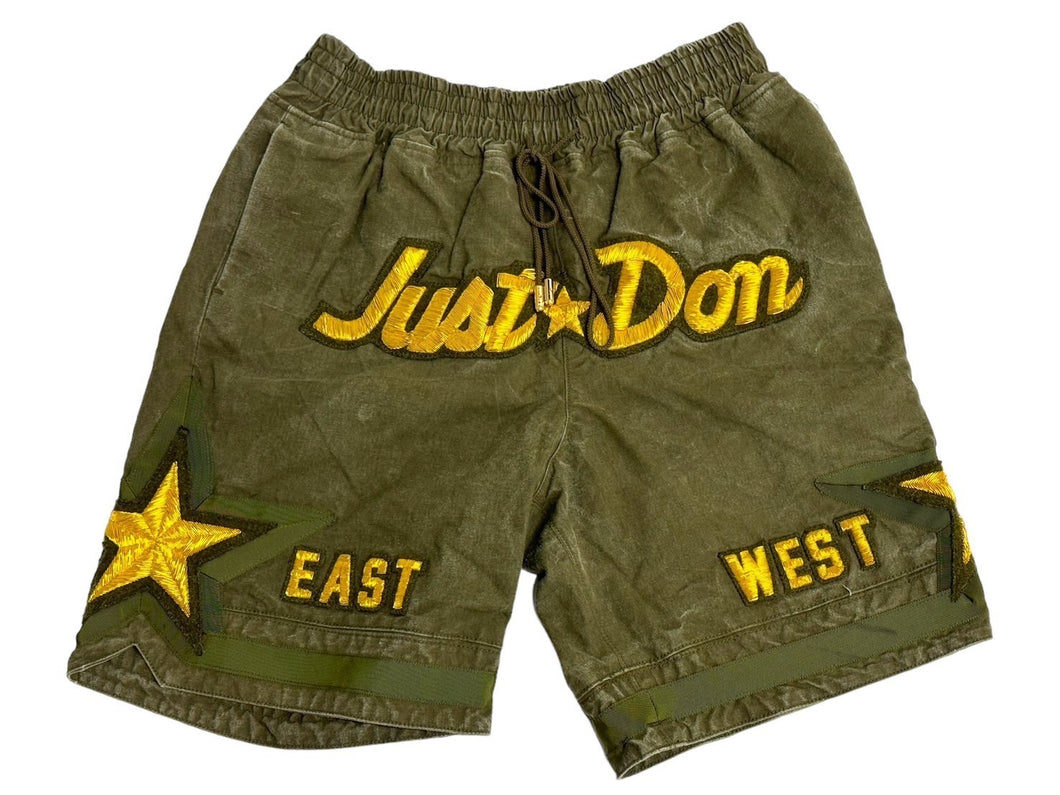 極美品 JUST DON × READYMADE ジャストドン レディメイド バスケット ショートパンツ 激レア カーキ ゴールド コットン M 中古 4c067068