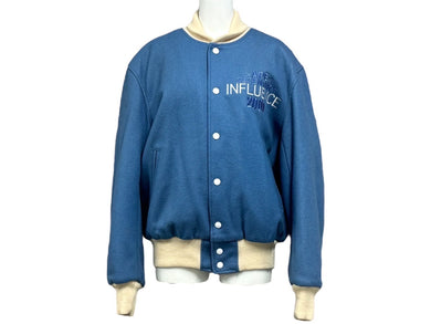 極美品 A BATHING APE × FUTURA アベイシングエイプ フューチュラ スタジアムジャケット ホワイト ブルー ウール ナイロン ポリエステル M 中古 4c067072 