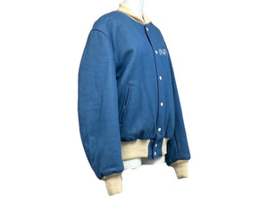 極美品 A BATHING APE × FUTURA アベイシングエイプ フューチュラ スタジアムジャケット ホワイト ブルー ウール ナイロン ポリエステル M 中古 4c067072 