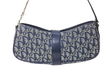 Load image into Gallery viewer, ChristianDior クリスチャンディオール トロッター柄 ワンショルダーバッグ ブルー キャンバス レザー シルバー金具 中古 4c067078