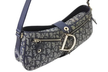 Load image into Gallery viewer, ChristianDior クリスチャンディオール トロッター柄 ワンショルダーバッグ ブルー キャンバス レザー シルバー金具 中古 4c067078