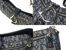 Load image into Gallery viewer, ChristianDior クリスチャンディオール トロッター柄 ワンショルダーバッグ ブルー キャンバス レザー シルバー金具 中古 4c067078