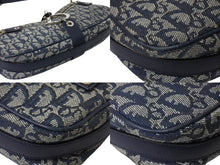 Load image into Gallery viewer, ChristianDior クリスチャンディオール トロッター柄 ワンショルダーバッグ ブルー キャンバス レザー シルバー金具 中古 4c067078