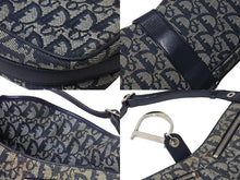 Load image into Gallery viewer, ChristianDior クリスチャンディオール トロッター柄 ワンショルダーバッグ ブルー キャンバス レザー シルバー金具 中古 4c067078